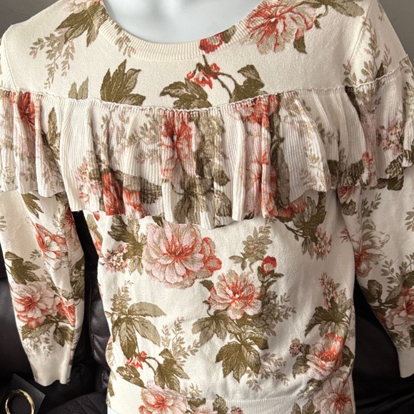 Anthropologie Sweaters - NWT  Anthropologie  Harlyn size S Floral Ruffle Women's Sweater $118